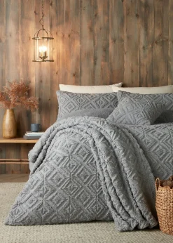 Fusion Snug Romo Grey Pinsonic Fleece Duvet Cover Set