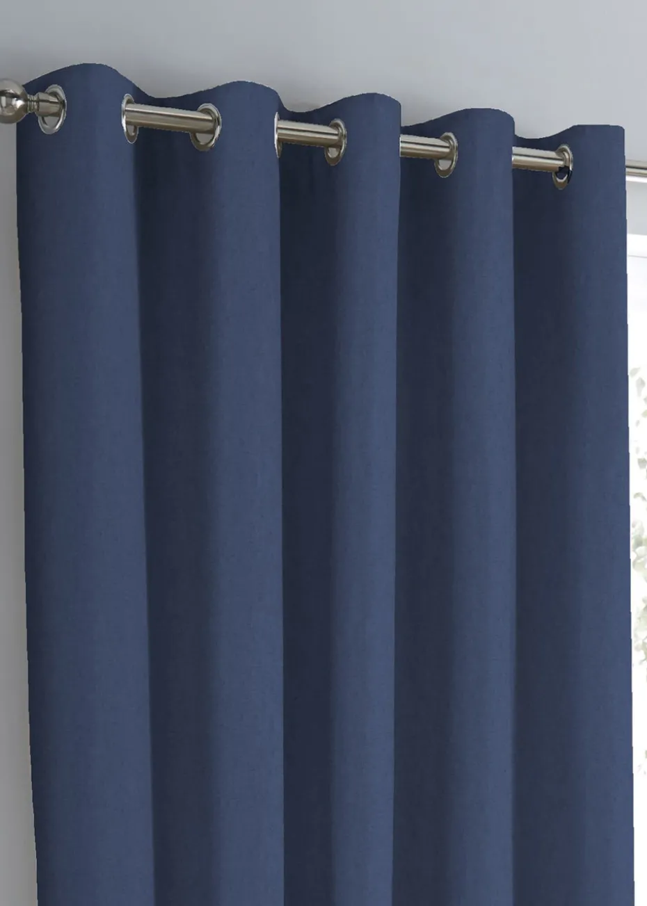 Fusion Sorbonne Navy Eyelet Curtains