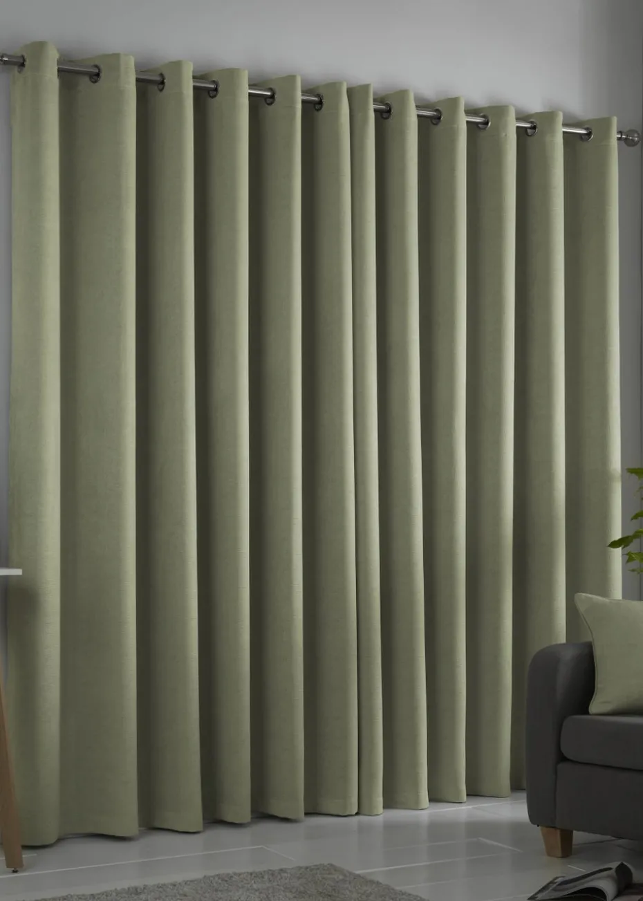 Fusion Strata Dimout Green Eyelet Curtains