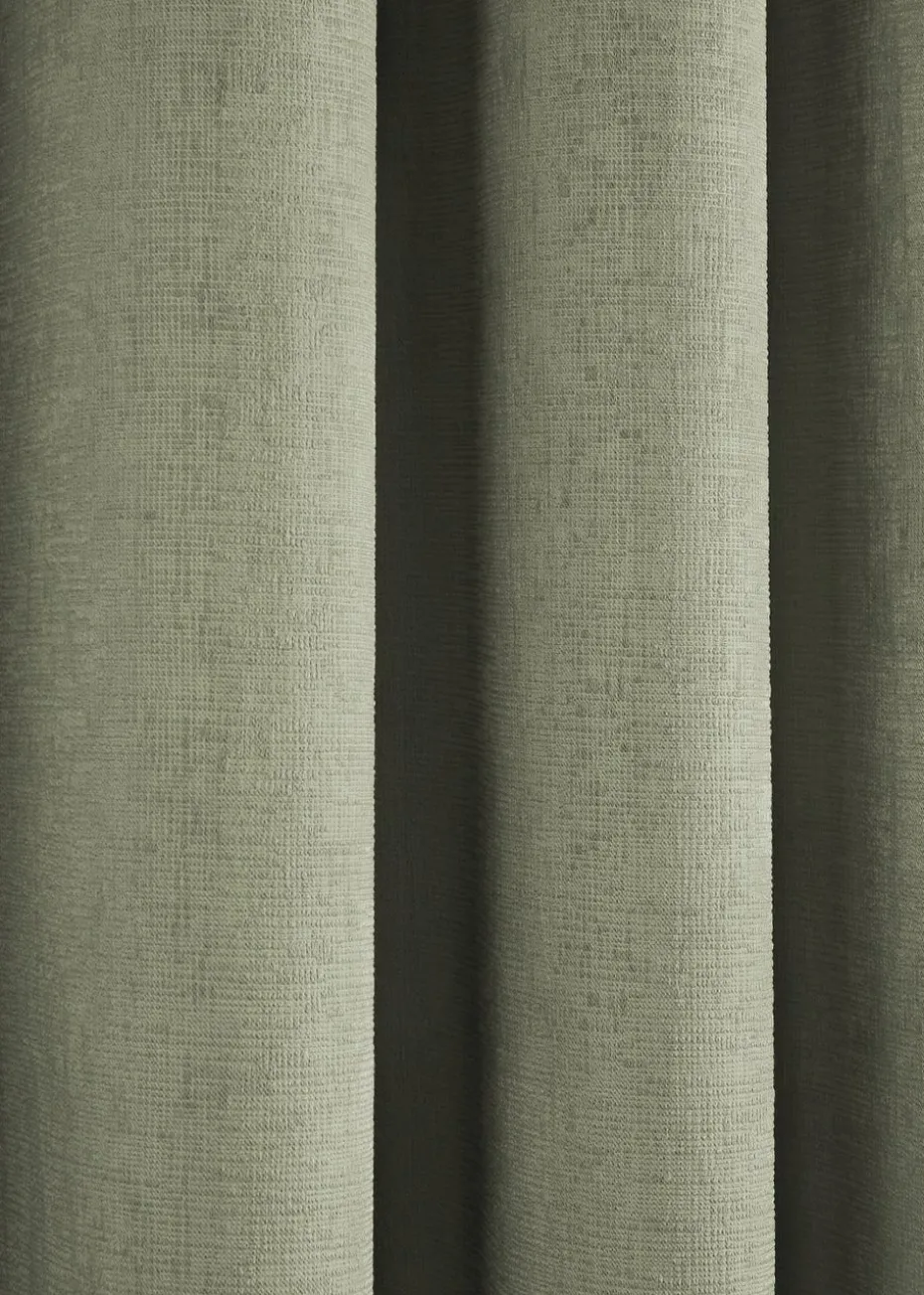 Fusion Strata Dimout Green Eyelet Curtains
