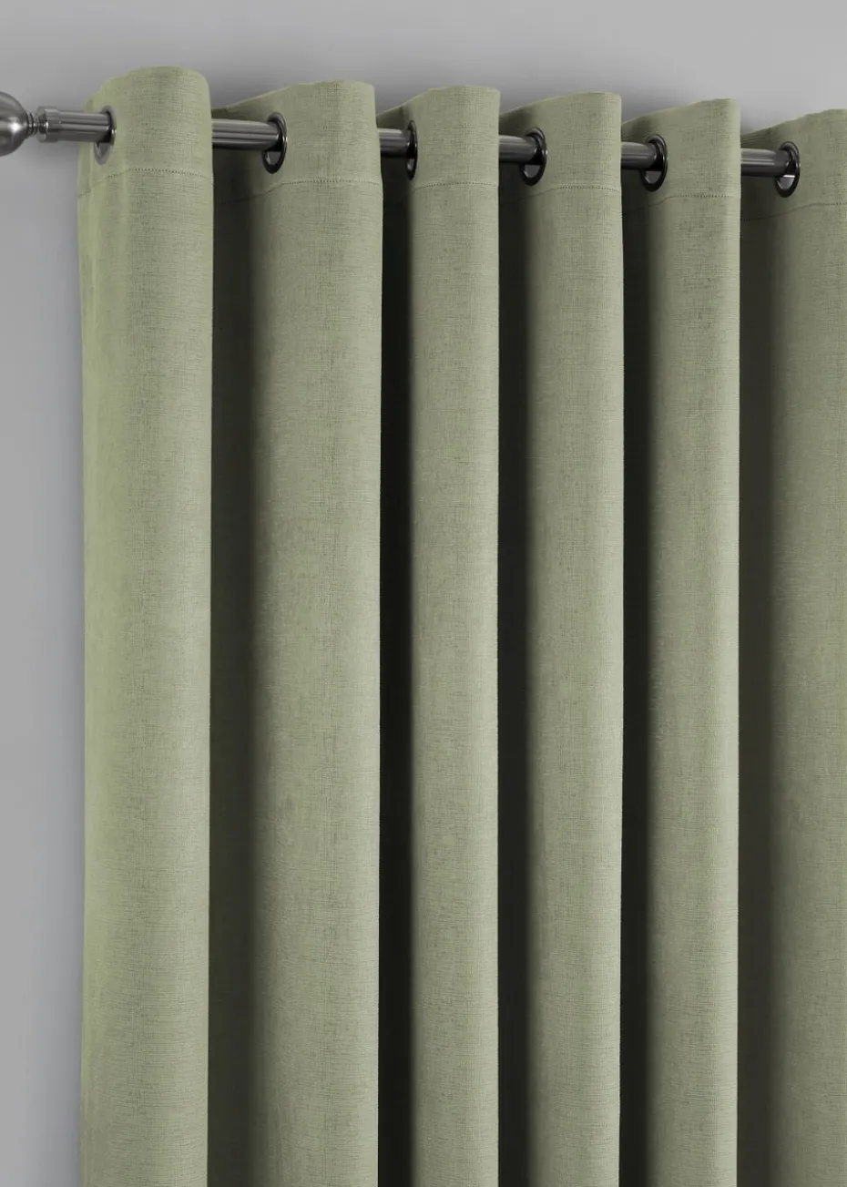 Fusion Strata Dimout Green Eyelet Curtains