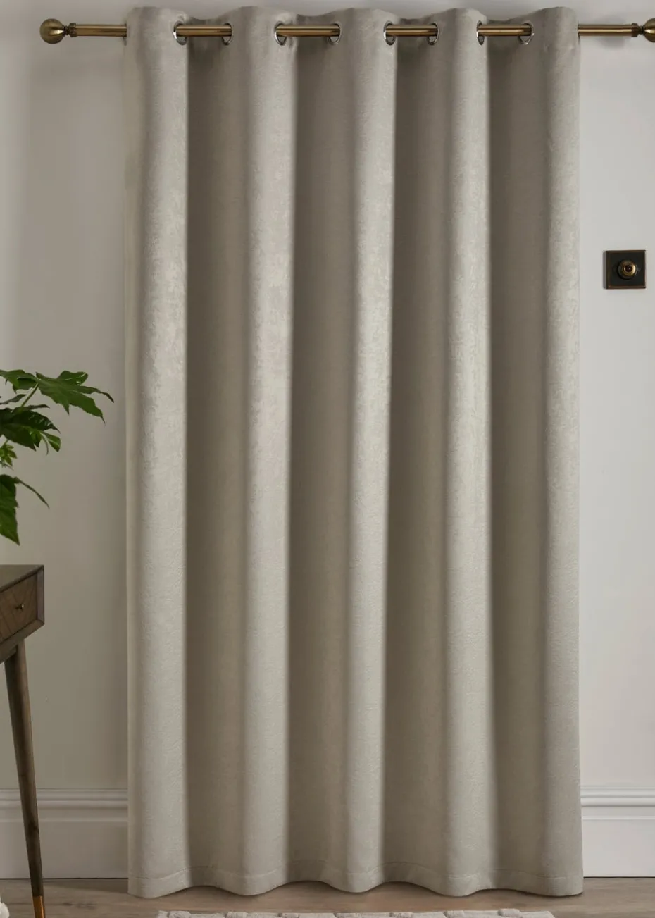 Fusion Strata Dimout Natural Eyelet Single Panel Door Curtain