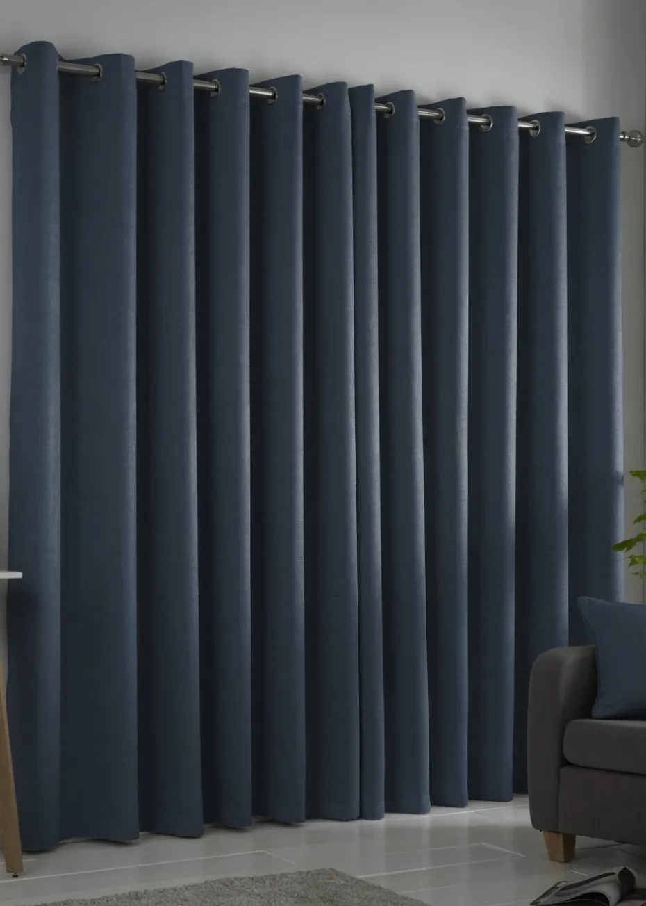 Fusion Strata Dimout Navy Eyelet Curtains