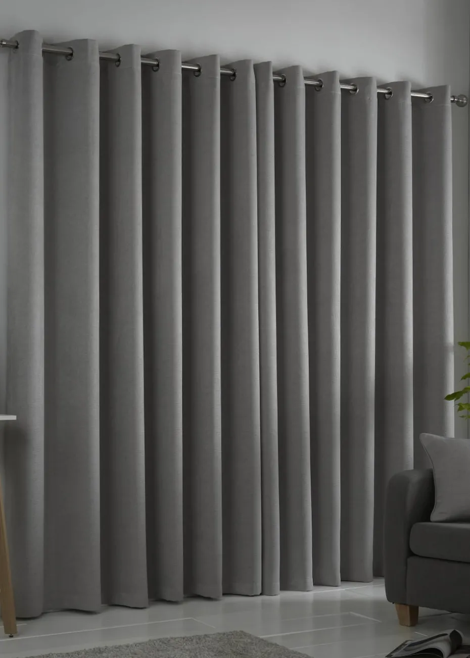 Fusion Strata Dimout Silver Eyelet Curtains