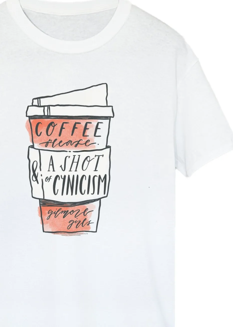 Gilmore Girls White Coffee Please Printed Boyfriend Fit T-Shirt