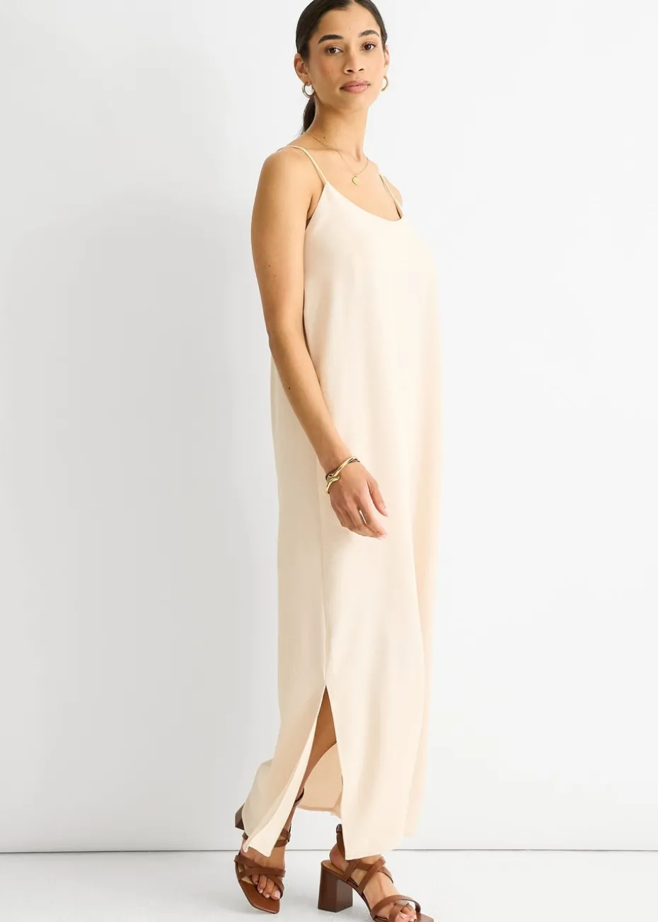 Gini London Beige Strappy Cross Back Airflow Oversized dress