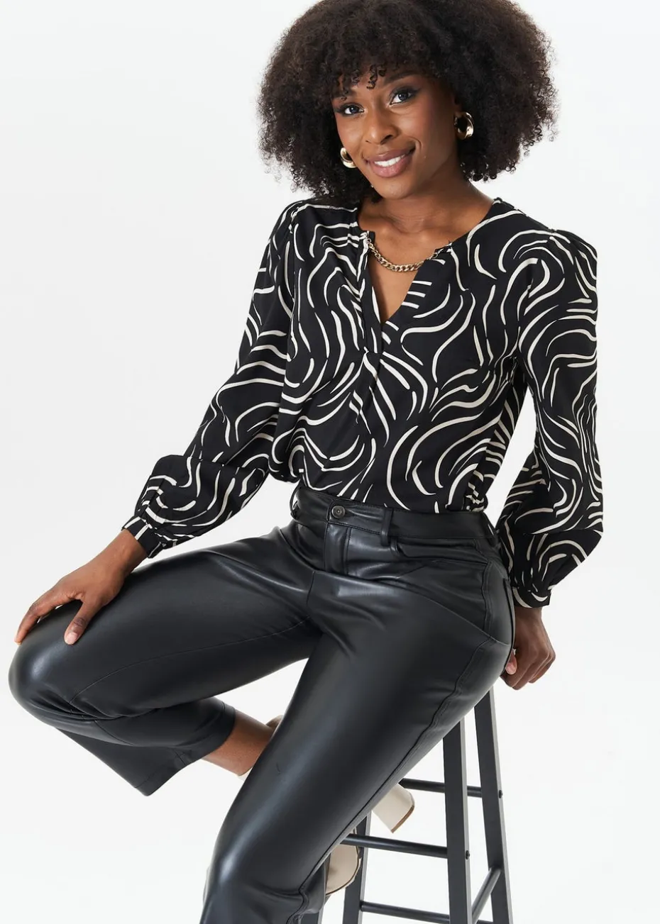 Gini London Black Stripe Woven Top