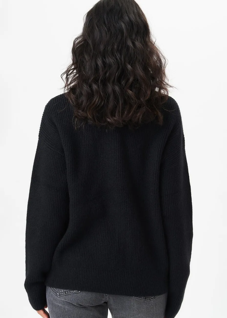 Gini London Black V Neck Knit Oversized Jumper