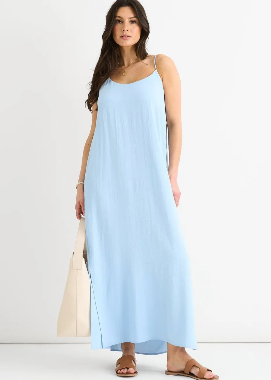 Gini London Blue Strappy Cross Back Airflow Oversized dress