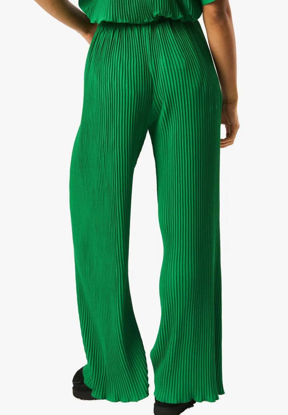 Gini London Green Plisse Loungewear Wide Leg Trousers