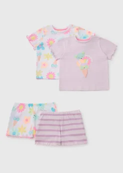 Girls 2 Pack Ice Cream Pyjama Sets (1-7yrs)