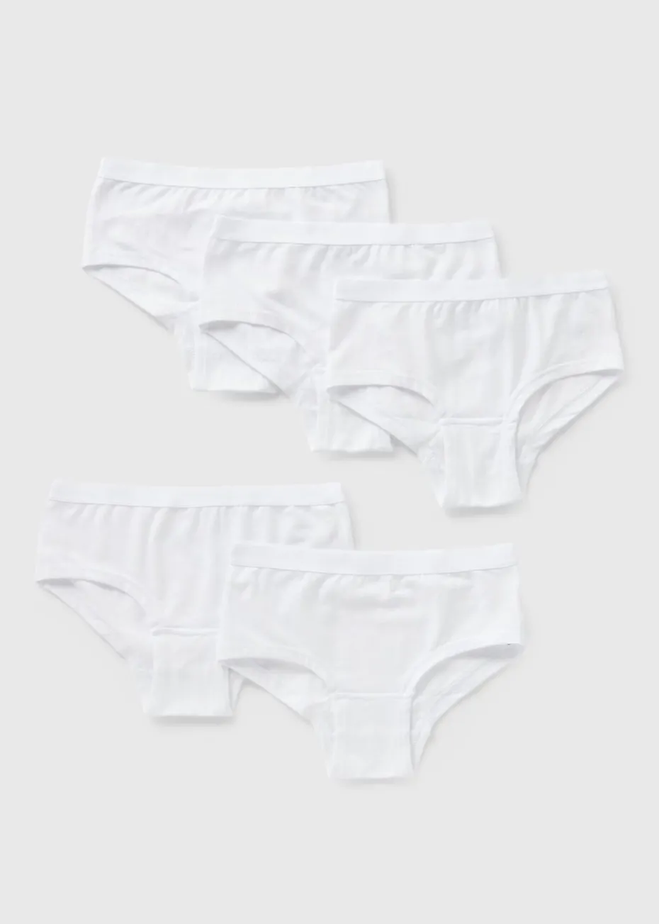 Girls 5 Pack White Knickers (6-13yrs)