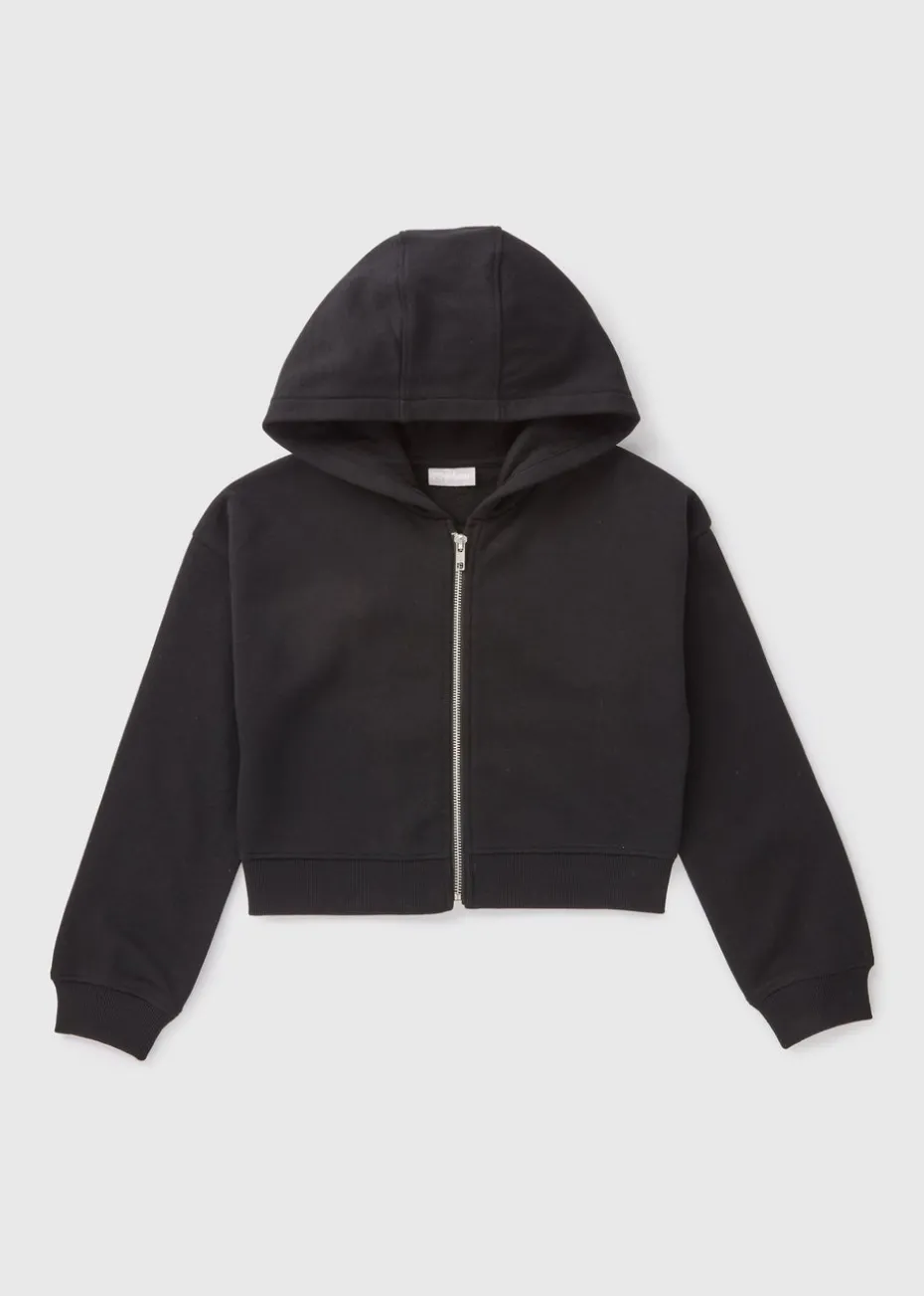 Girls Black Zip Up Hoodie (7-15yrs)