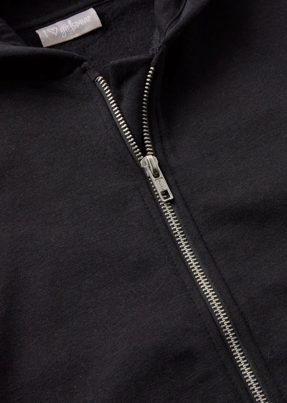 Girls Black Zip Up Hoodie (7-15yrs)