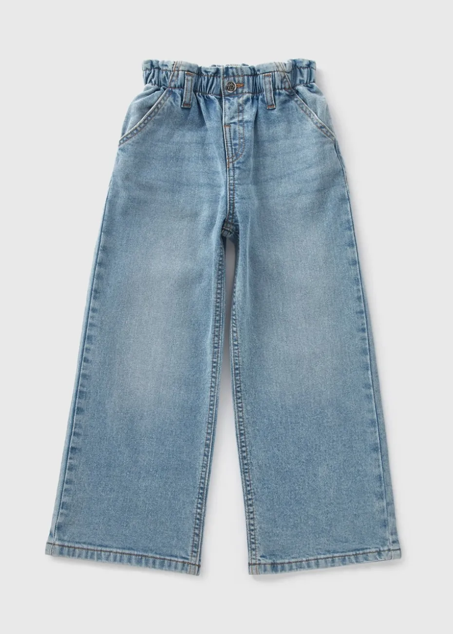 Girls Blue Paper Bag Wide Leg Jeans (1-7yrs)