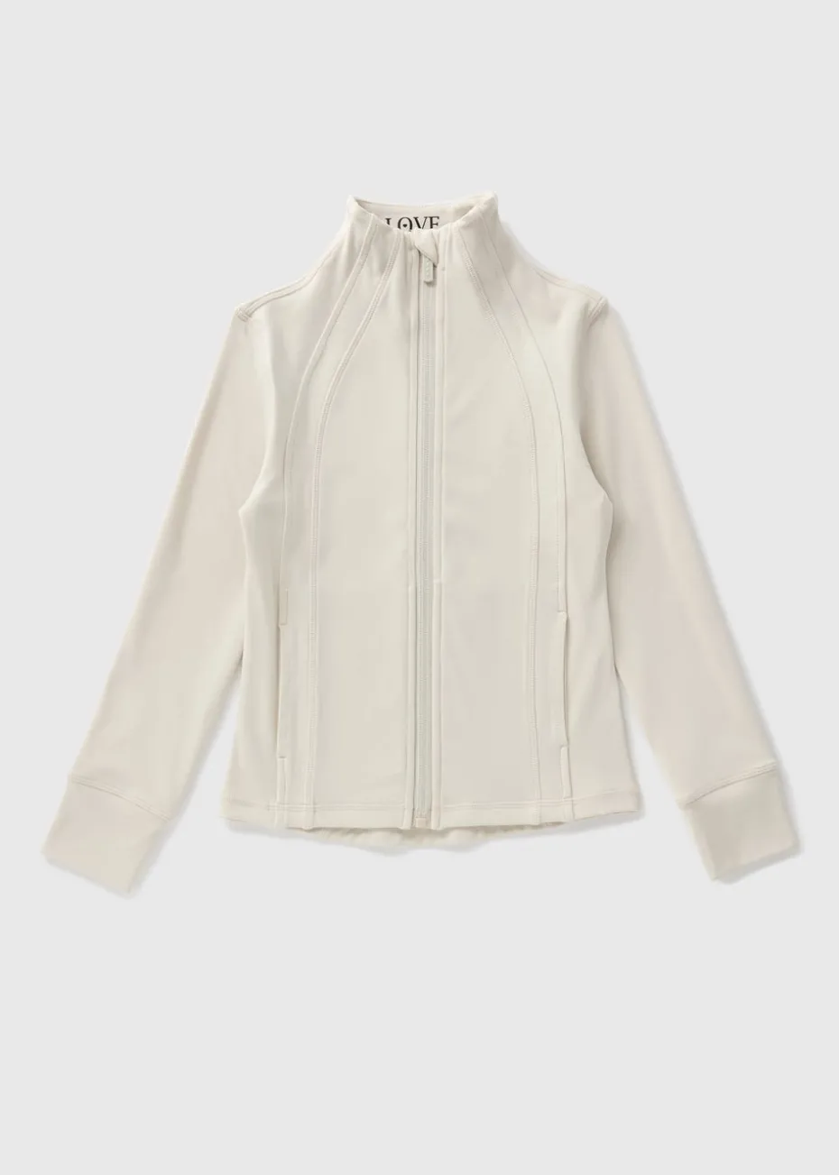 Girls Cream Zip Sports Jacket (7-15yrs)