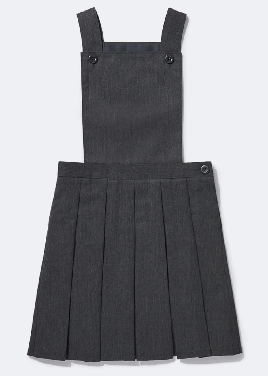 Girls Grey Box Pleat School Pinafore (4-15yrs)