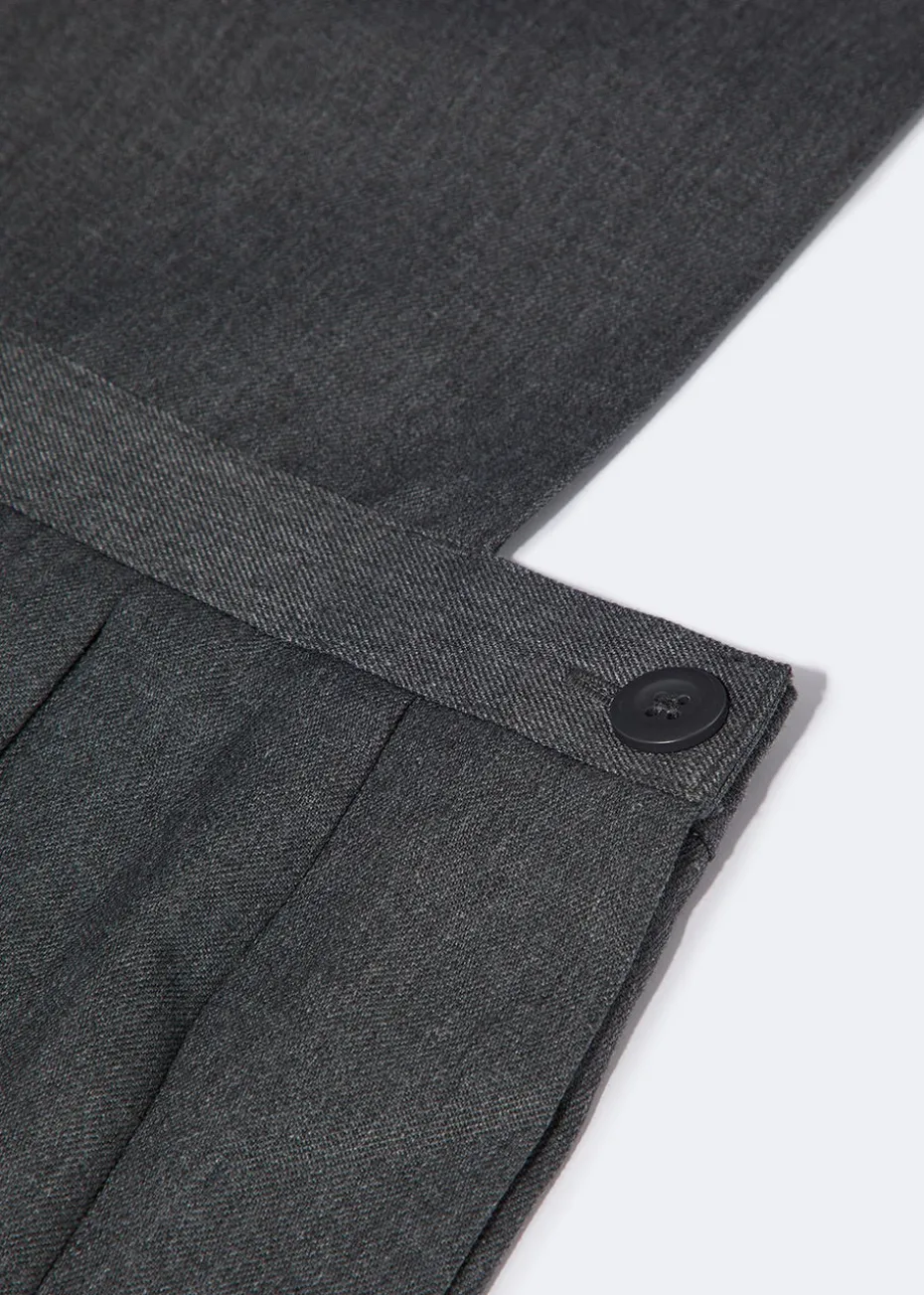 Girls Grey Box Pleat School Pinafore (4-15yrs)