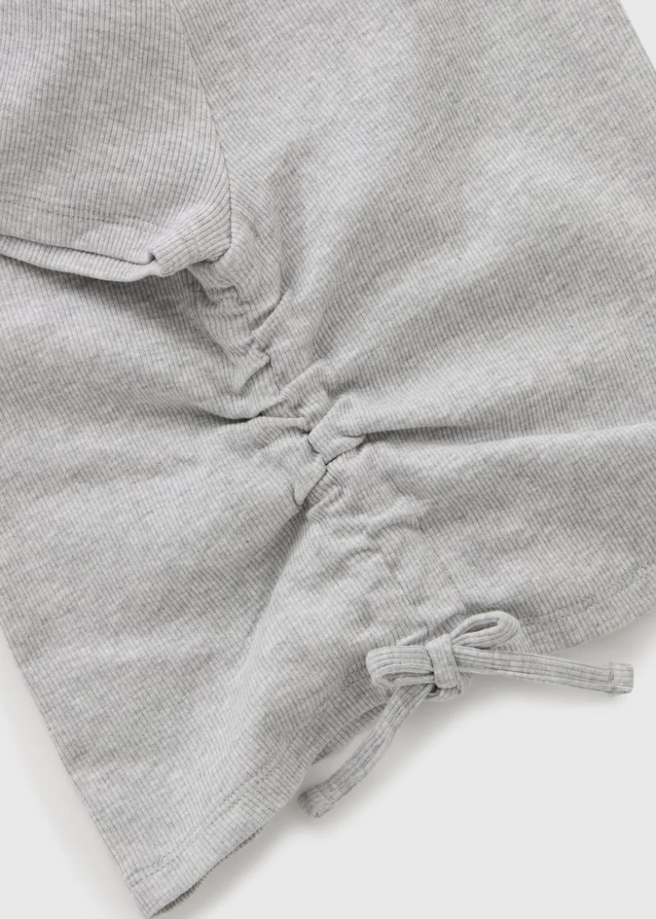 Girls Grey Ruched Top & Cycle Shorts Set (7-15yrs)