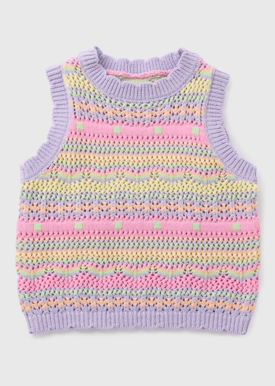 Girls Lilac Crochet Knitted Vest (1-7yrs)
