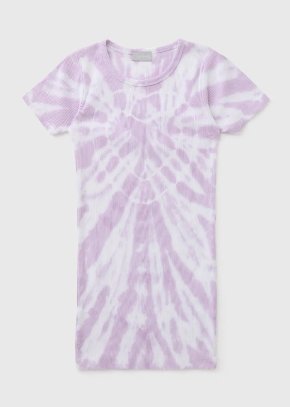 Girls Lilac Ribbed Tie Dye T-Shirt Dress (7-15yrs)