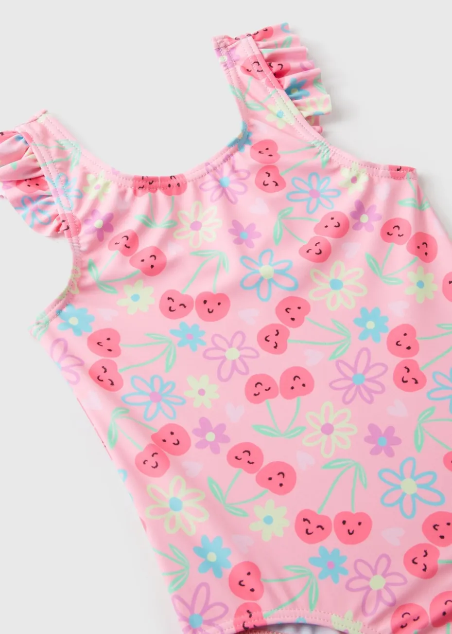 Girls Pink Fruit Swimsuit (1-7yrs)