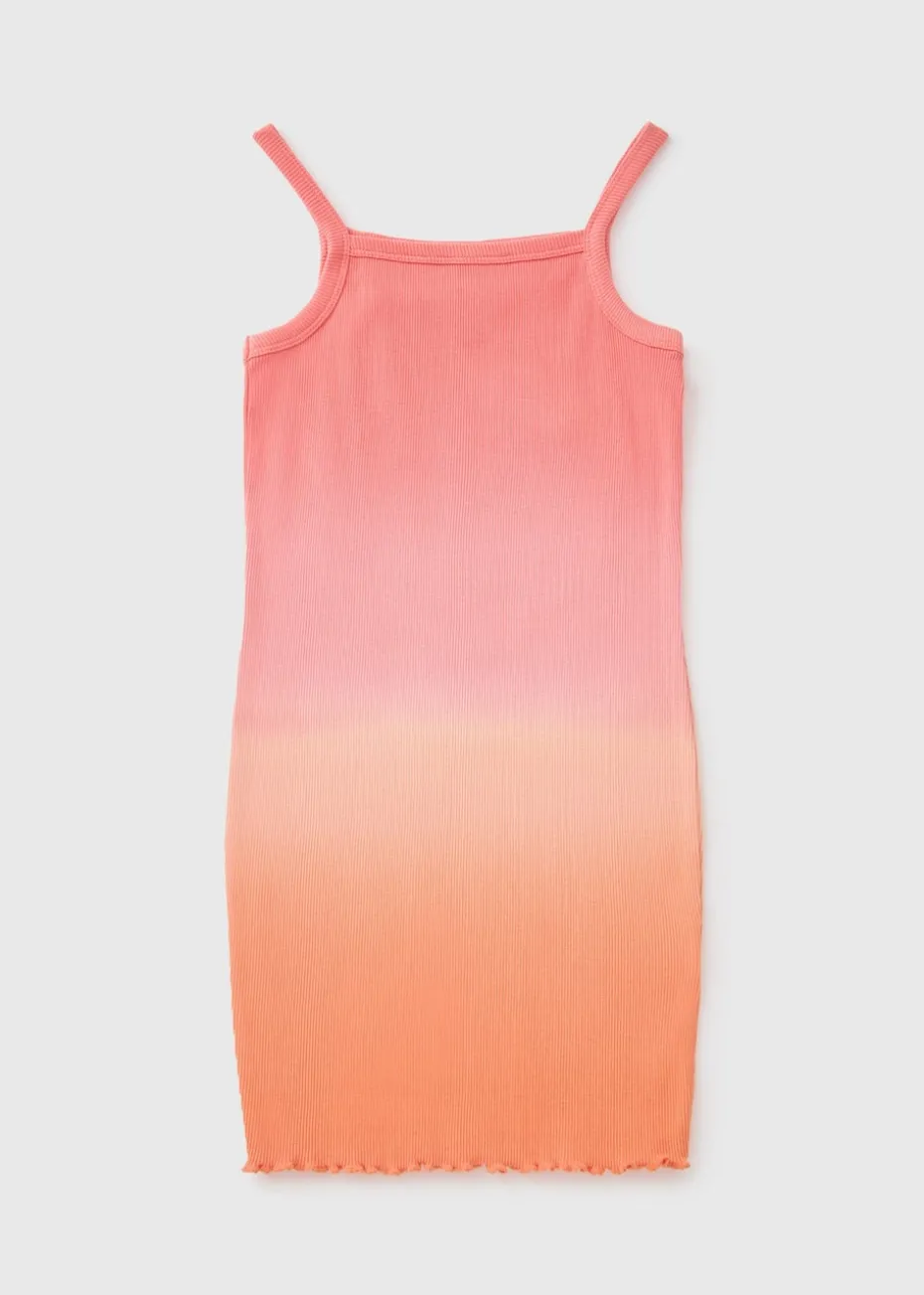 Girls Pink Ombre Stripe Dress (7-15yrs)
