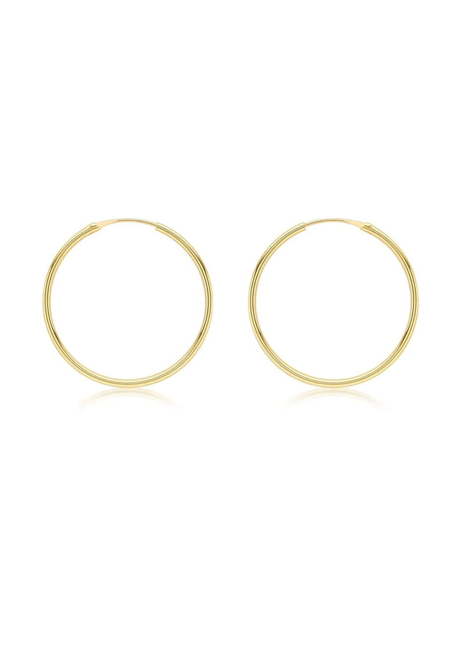 Golden Moments 9ct Yellow Gold Plain Sleeper Hoop Earrings