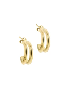 Golden Moments 9ct Yellow Gold DoubleTube HalfHoop Earrings