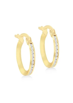 Golden Moments 9ct Yellow Gold Round White CZs Endless Slim Hoop Earrings