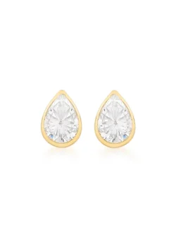Golden Moments 9ct Yellow Gold CZ Teardrop Stud Earrings