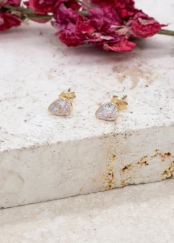 Golden Moments 9ct Yellow Gold CZ Teardrop Stud Earrings