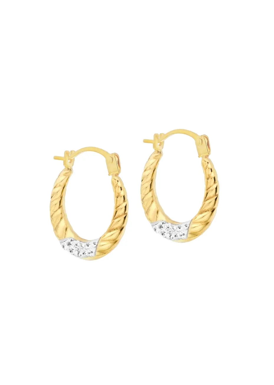 Golden Moments 9ct Yellow Gold Crystalique Round Creole Earrings