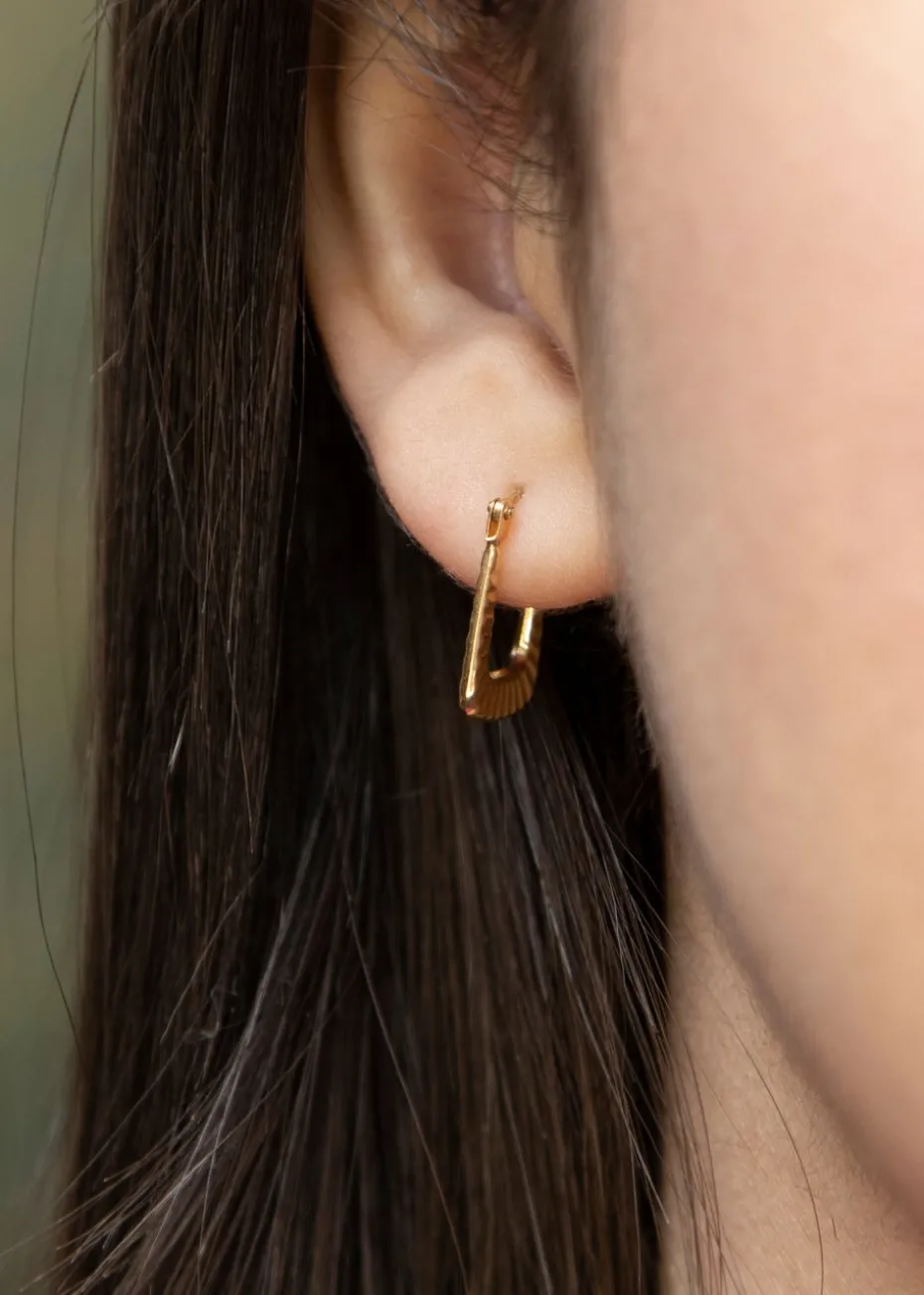 Golden Moments 9ct Yellow Gold Square Ribbed Mini Hoops