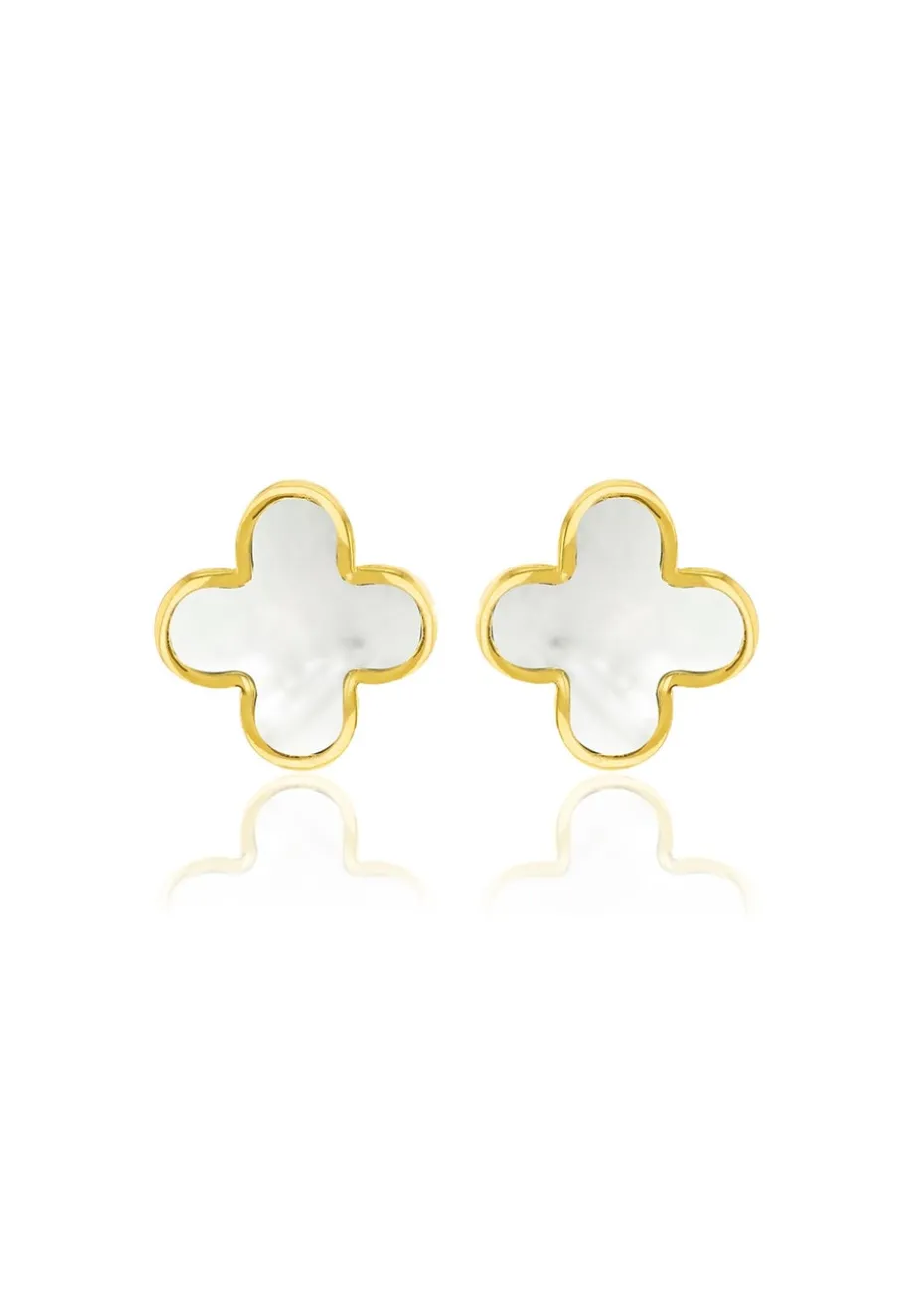 Golden Moments 9ct Yellow Gold Mother of Pearl Petal Studs