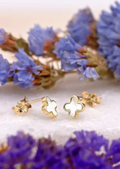 Golden Moments 9ct Yellow Gold Mother of Pearl Petal Studs