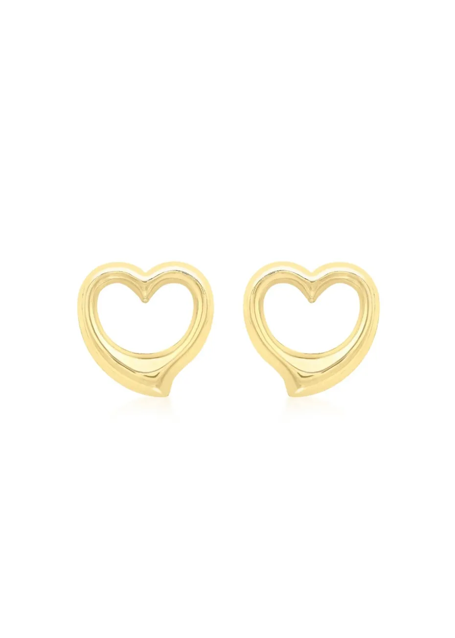 Golden Moments 9ct Yellow Gold Heart Stud Earrings