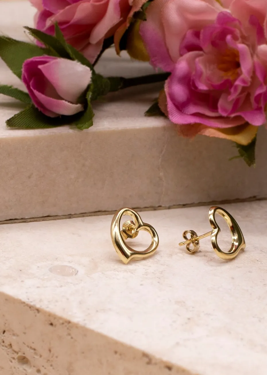 Golden Moments 9ct Yellow Gold Heart Stud Earrings