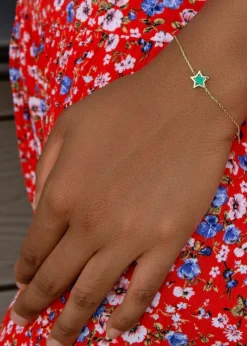 Golden Moments 9ct Yellow Gold Malachite Star Bracelet