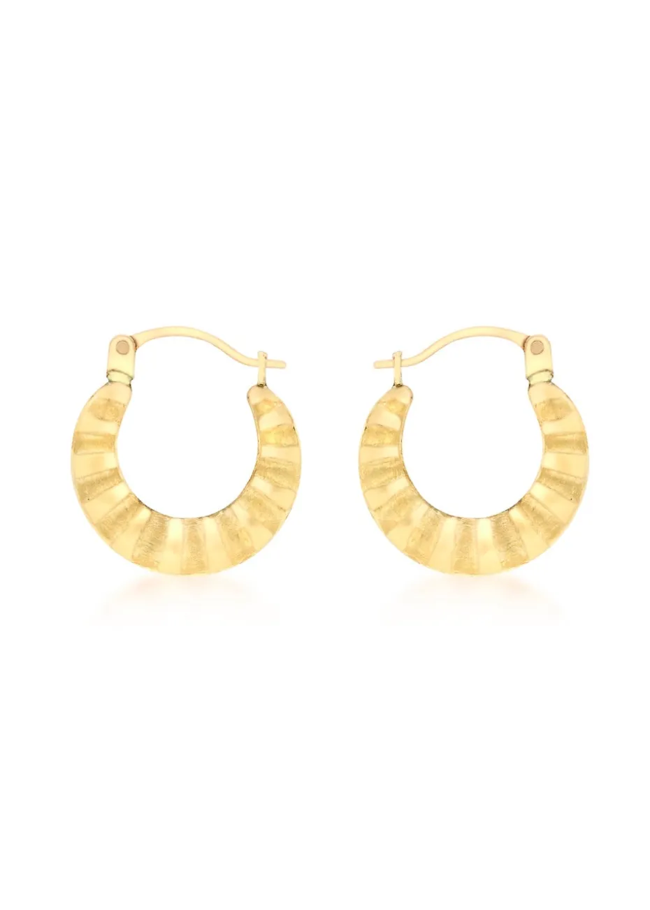 Golden Moments 9ct Yellow Gold Satin and Polished Mini Hoops