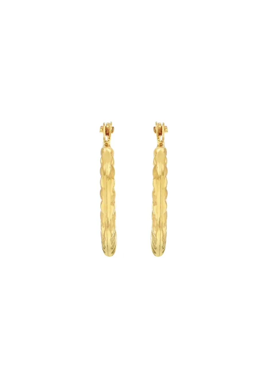 Golden Moments 9ct Yellow Gold Satin and Polished Mini Hoops