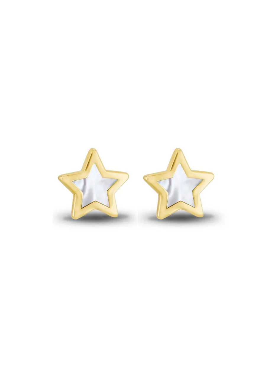 Golden Moments 9ct Yellow Gold Mother of Pearl Star Stud Earring