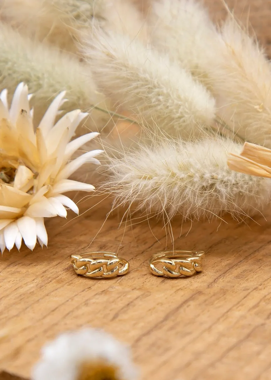 Golden Moments 9ct Yellow Gold Half Curb Huggy Earrings