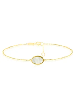Golden Moments 9ct Yellow Gold Oval Mother of Pearl Bracelet