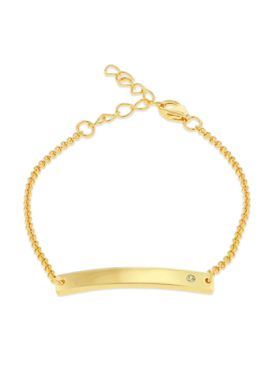 Golden Moments Gold Plated ID Bar August Birthstone CZ Bracelet