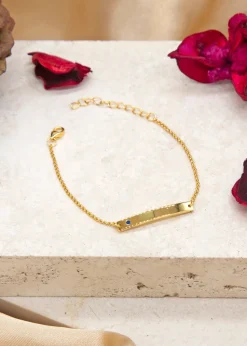 Golden Moments Gold Plated ID Bar September Birthstone CZ Bracelet