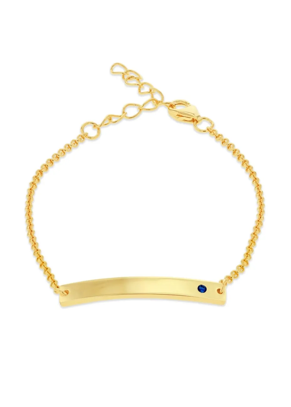 Golden Moments Gold Plated ID Bar September Birthstone CZ Bracelet