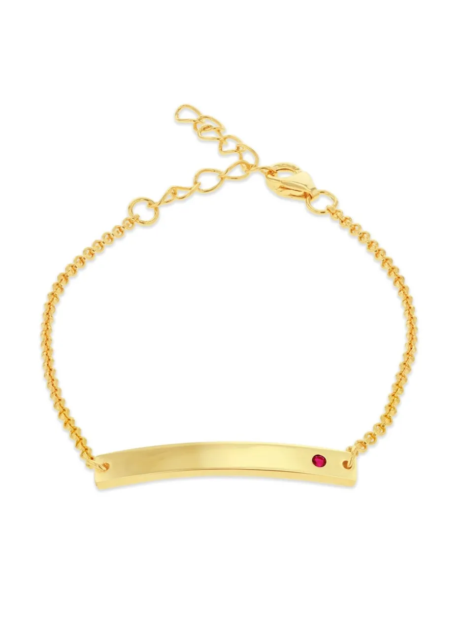 Golden Moments Gold Plated ID Bar July Birthstone CZ Bracelet