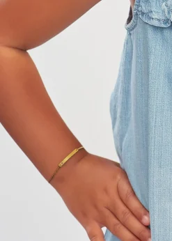 Golden Moments Gold Plated ID Bar June Birthstone CZ Bracelet