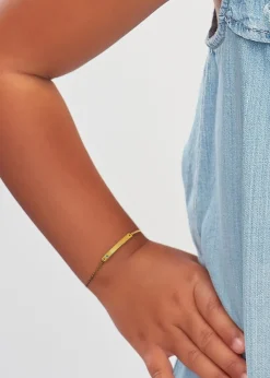 Golden Moments Gold Plated ID Bar December Birthstone CZ Bracelet
